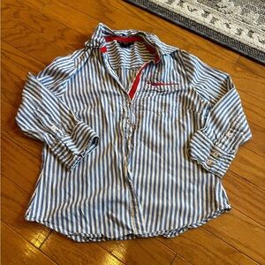 Tracy M 100% silk stripped button up shirt women’s size medium